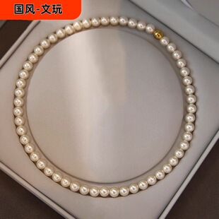 Source Shijia magnetic buckle imitation of fresh water seawater pearl women's necklace new high-end style light luxury necklace clavicle
