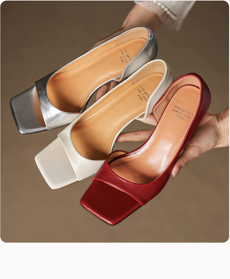 Sandal cao gót nữ hở mũi mũi vuông gót nhỏ 6 cm phong cách Hàn Quốc — đen chi tiết 4