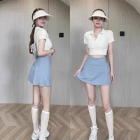 Спортивная короткая юбка, юбка для йоги, женские летние синие брюки-кюлоты, юбка А-силуэта, теннисные брюки-кюлоты, юбка, закрывающая бедра, лето