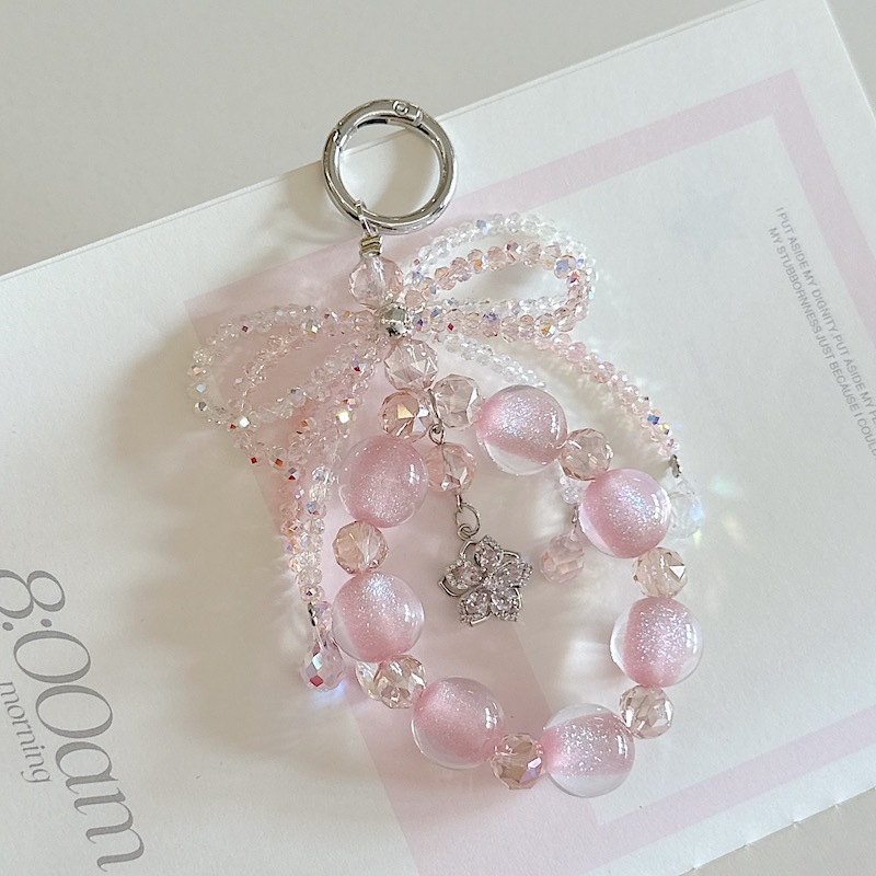 Boutique hecho a mano de alta gama para teléfono móvil cadena femenina ins linda cadena de cuentas de vidrio cordón de teléfono móvil de moda colgante de mensajero largo