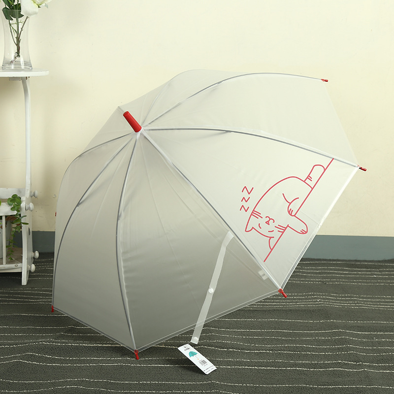 韩版马卡龙彩色透明雨伞直杆长柄自动雨伞卡通可爱雨伞工厂定制详情图6