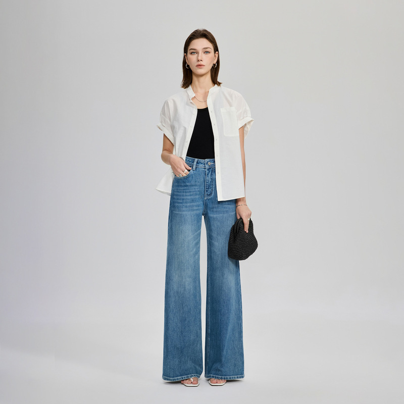 Light Luxury Four-Way Stretch "Supermodel Pants" Flared Jeans for Women 2026 Spring High-Waisted Slimming Loose Straight-Leg Flared Pants