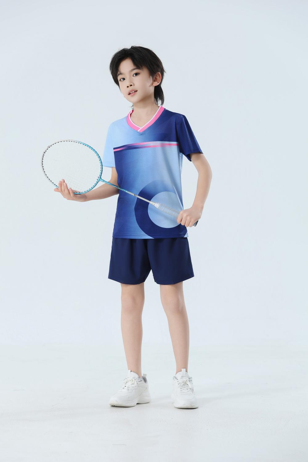 Nuevo set de bádminton transpirable de secado rápido hombre y mujer V-collar chaqueta deportiva para niños adultos con impresión personalizada image 18