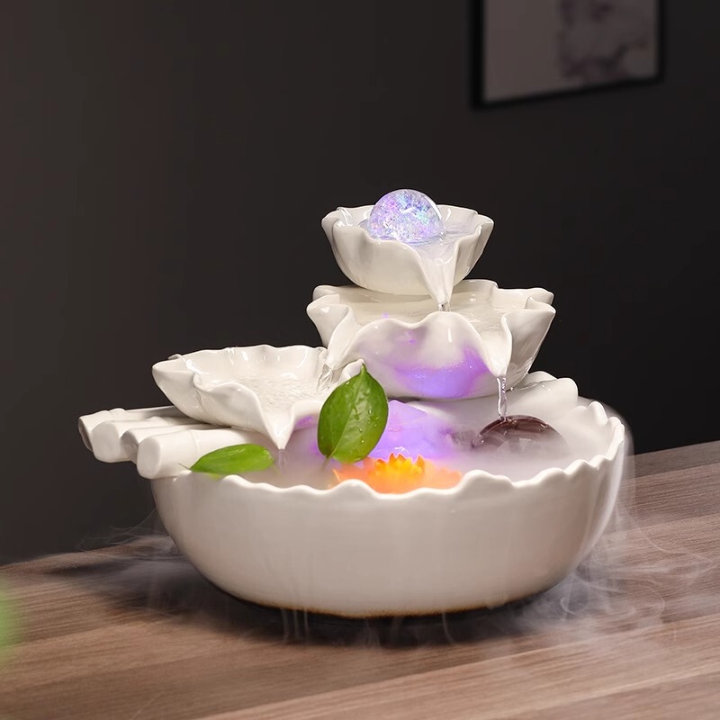 Ceramic fish tank feng shui wheel running water fountain ornaments circulating water desk decoration living room desktop fortune-making feng shui ball