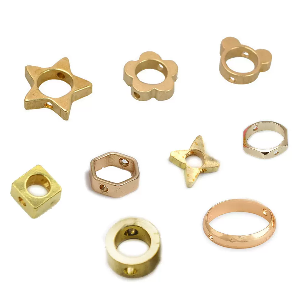 十字孔圆圈猫头六边黄铜金属材质饰品配件串珠隔珠材料可改尺寸