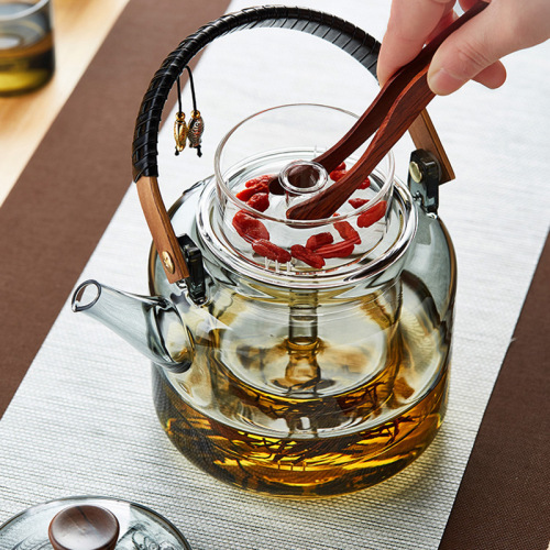 High borosilicate glass teapot Pisces lifting beam household open fire electric ceramic stove kettle steaming tea set tea set