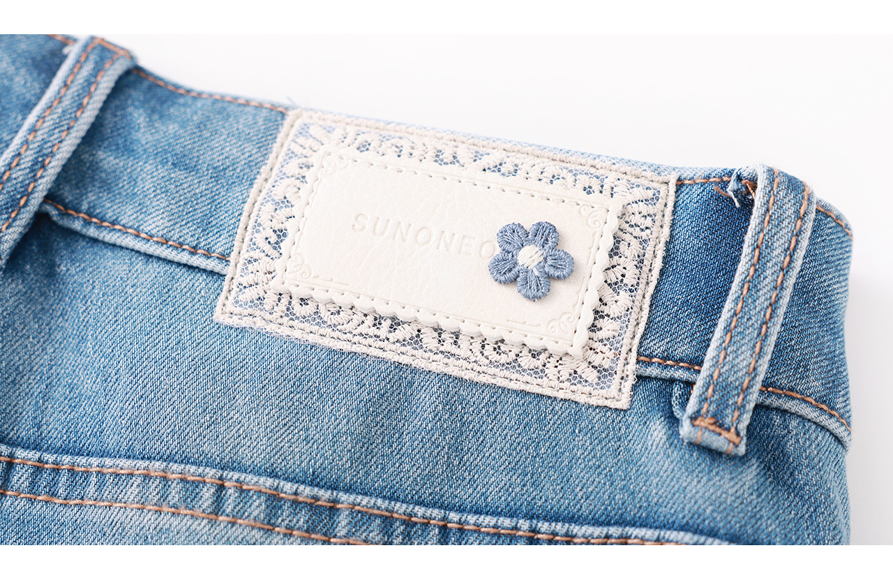 Quần jean nữ ống loe cạp cao co giãn bốn chiều vải cotton siêu mẫu — xanh lam chi tiết 30