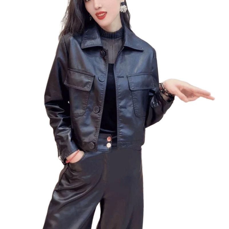 多巴胺皮衣外套女短款2025春秋新款百搭机车服宽松显瘦复古皮夹克|undefined
