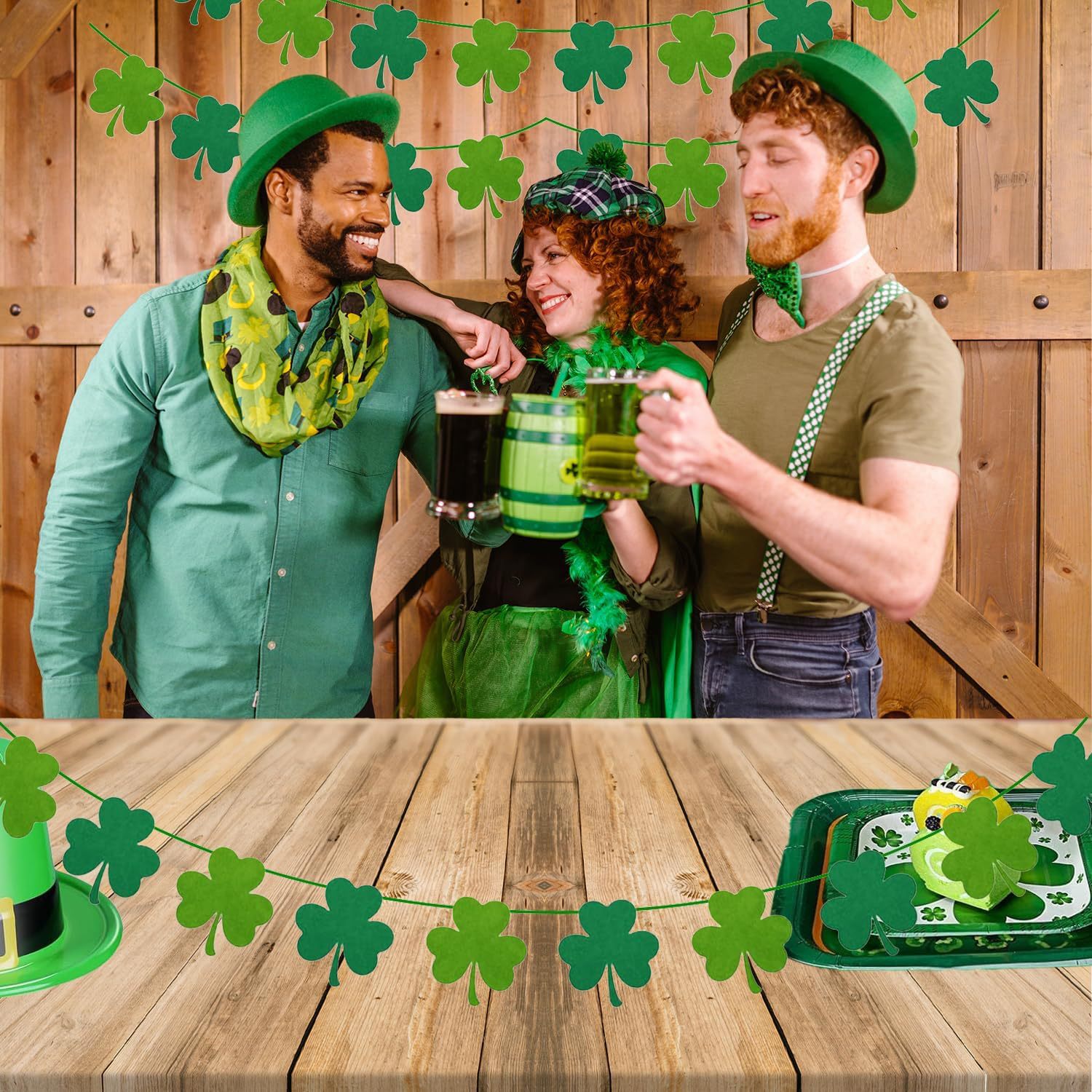 Bandera decorativa conejo de Pascua Trébol conejo de Pascua Garland hogar chimenea de pared Oficina transfronteriza