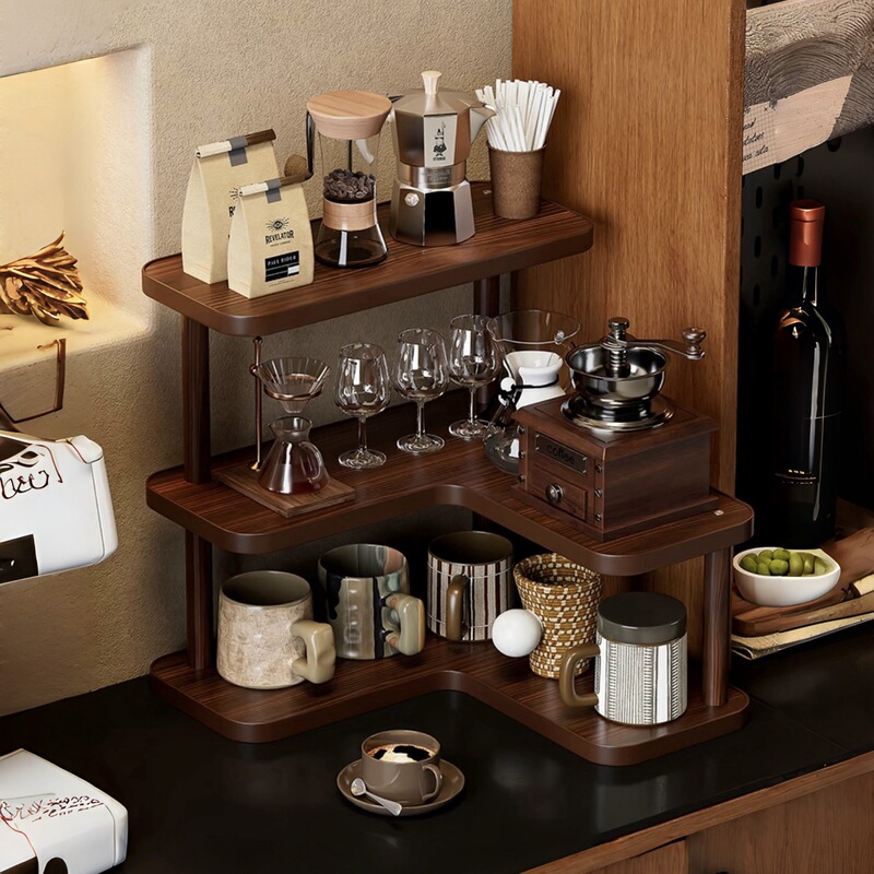 Desktop corner shelf for home use, coffee corner, cup and tea set rack, storage and organization corner multi-layer display rack Desktop corner shelf for home use, coffee corner, cup and tea set rack, storage and organization corner multi-layer display rack