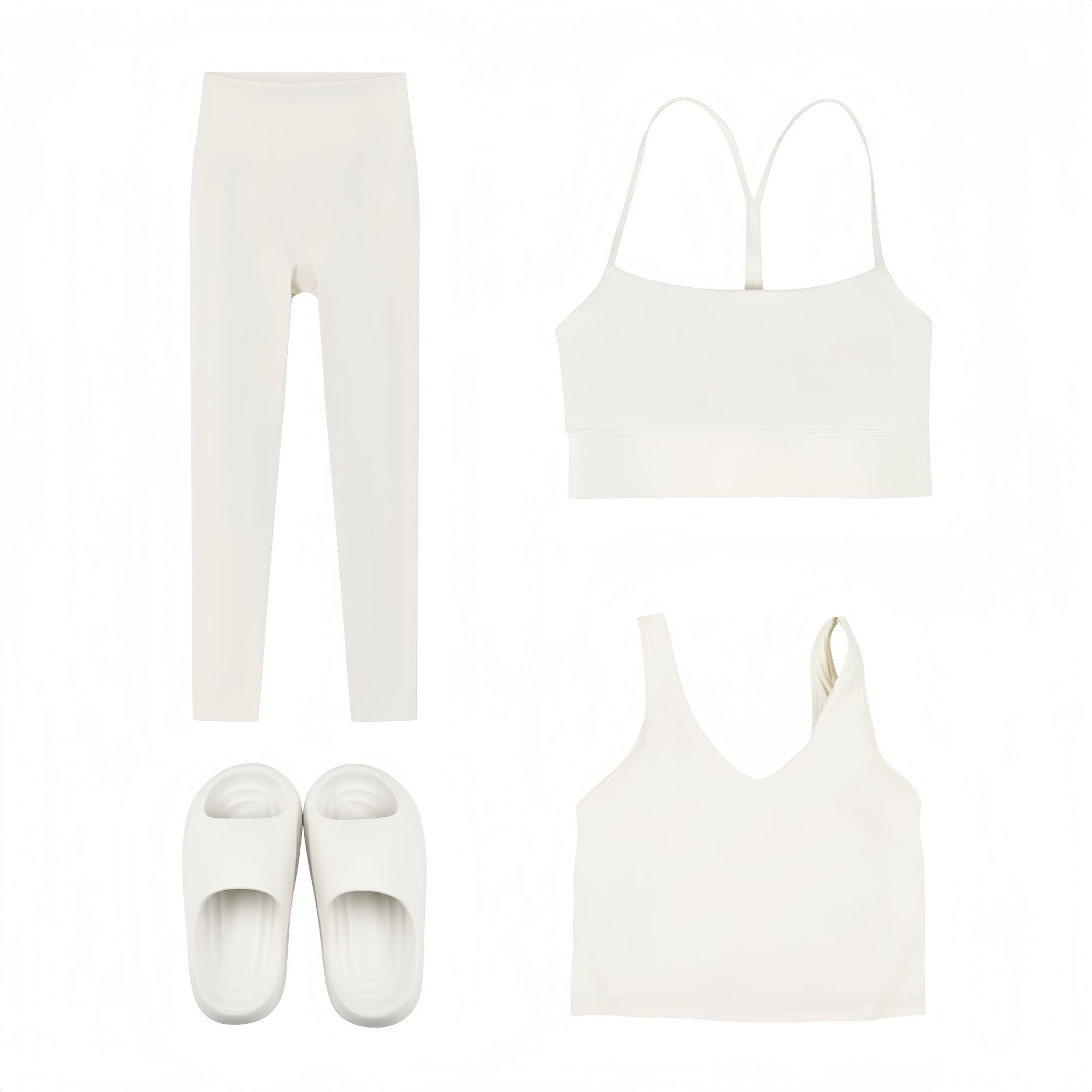 4-delige sportset dames elastische nylon gym en lounge kleding_voghion.com