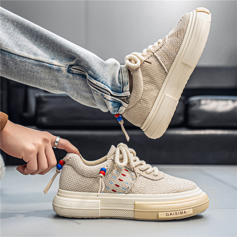 Diseñador 2025 National Tide nicho zapatos de cuero de suela gruesa ins estilo Hong Kong zapatos transpirables a cuadros zapatos de hombre