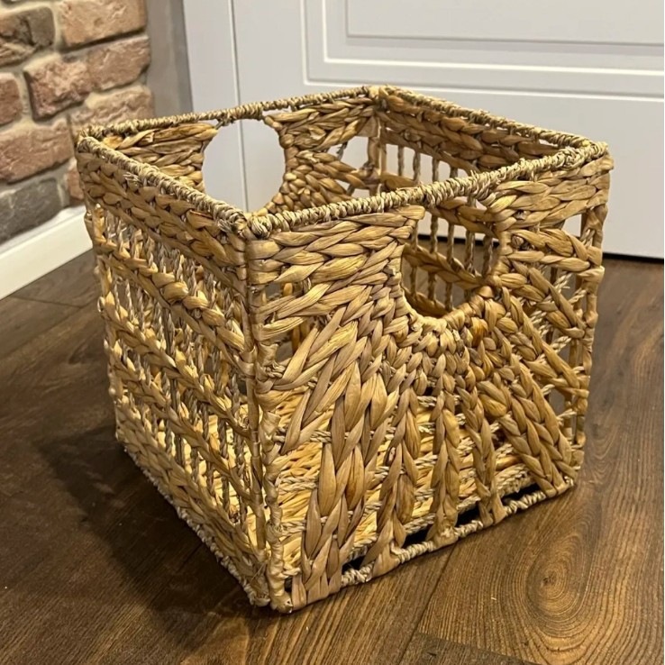 Cesta de almacenamiento de calabaza de agua tejida a mano imitación de vid, cesta de almacenamiento de algas plegable de gabinete de cuadrícula, cesta de almacenamiento