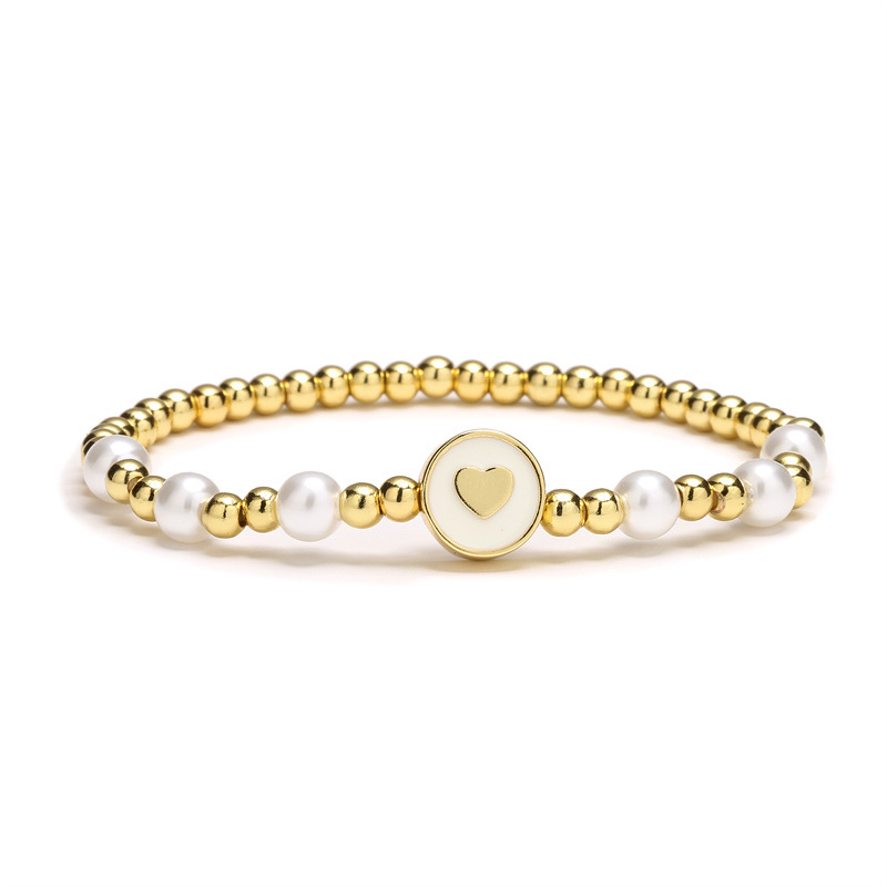 Viento europeo y americano diseño metal con cuentas amor elástico pulsera personalidad goteo empalme hip hop cadena de la mano joyería al por mayor