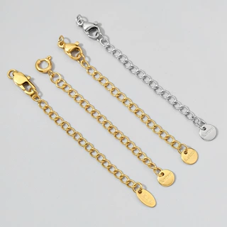 18k真金保色5cm项链手链延长链龙虾扣尾牌刻字DIY饰品配件