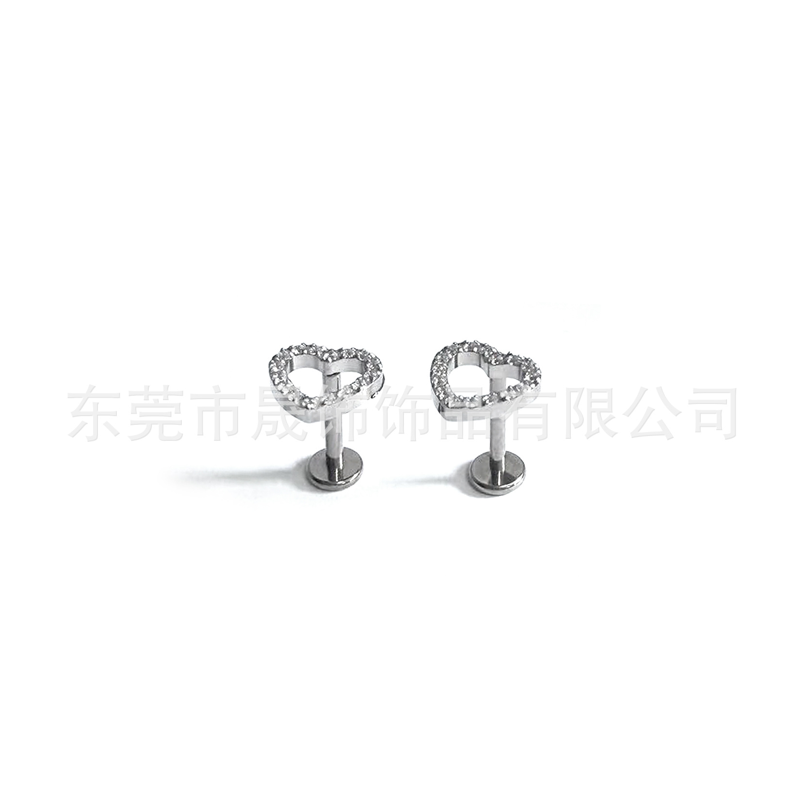 F136 Titanium Alloy Openwork Heart Ear Stud Studded 5A Cubic Zirconia Helix Cartilage Stud G23 Titanium Internal Thread Labret Stud Piercing Jewelry