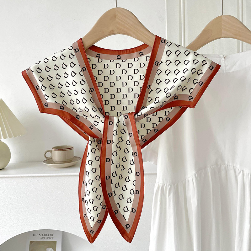 Chessboard Chal exterior de protección solar a cuadros de primavera y verano para mujer delgada Protección decorativa del cuello bufanda pequeña chaleco collar falso bufanda pequeña