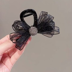 黒リボンクリップ、高級感のある後頭部ボールヘッド、髪の量が少ない小さなヘアクリップ、ラインストーンヘアクリップ、シャーククリップ