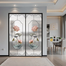 铝合金厨房单轨三四联动极窄推拉门阳台客厅艺术玻璃暗藏移门