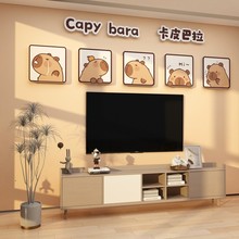 卡皮巴主题婴儿童房间布置创意墙面装饰画小女孩卧室床头背景贴纸