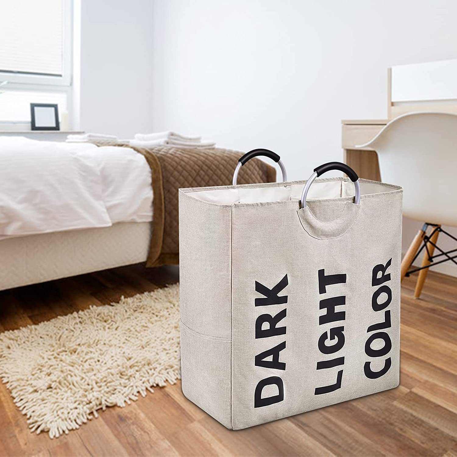 Cesta de lavandería de inodoro cesta de almacenamiento de ropa simple de tres rejillas cesta de lavandería de gran capacidad plegable cesta de almacenamiento de embalaje