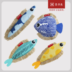 喜多魚オリジナル新品大目飛魚響紙猫ミント玩具麻縄キャンバス魚かじりペット玩具