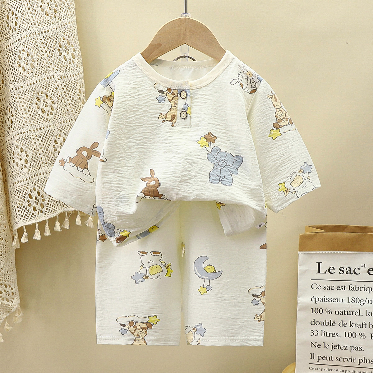 Ropa de hogar de verano para niños Pijamas finos para niños Ropa de aire acondicionado para niños pequeños Traje de manga coreana informal para niñas