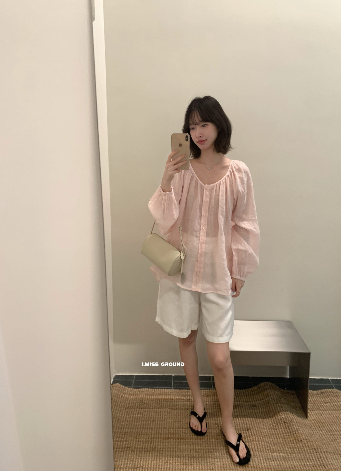 Áo sơ mi nữ tay lửng chất liệu ramie thoáng mát phong cách Pháp — trắng ngà, hồng nhạt, Bột cam, Vàng nhạtcolor chi tiết 41