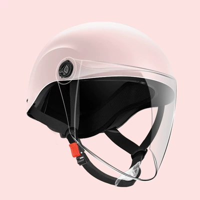 Motosiklet kaskı (dəbilqə) windproof half helmet summer sun - autumn-helmet-frosted-powder-long-mirror-transparent-mirror-one-size-fits-all