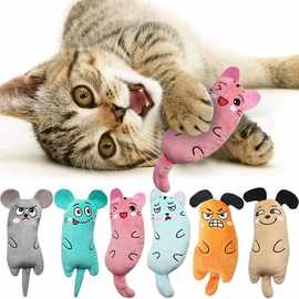 猫玩具宠物毛绒刺绣猫薄荷玩具动物表情耳朵尾巴耐咬磨牙逗猫玩具