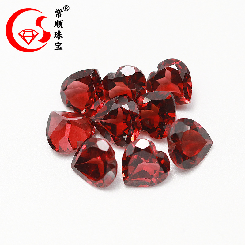 organic gemstone for ring from Mozambique pomegranate heart shaped