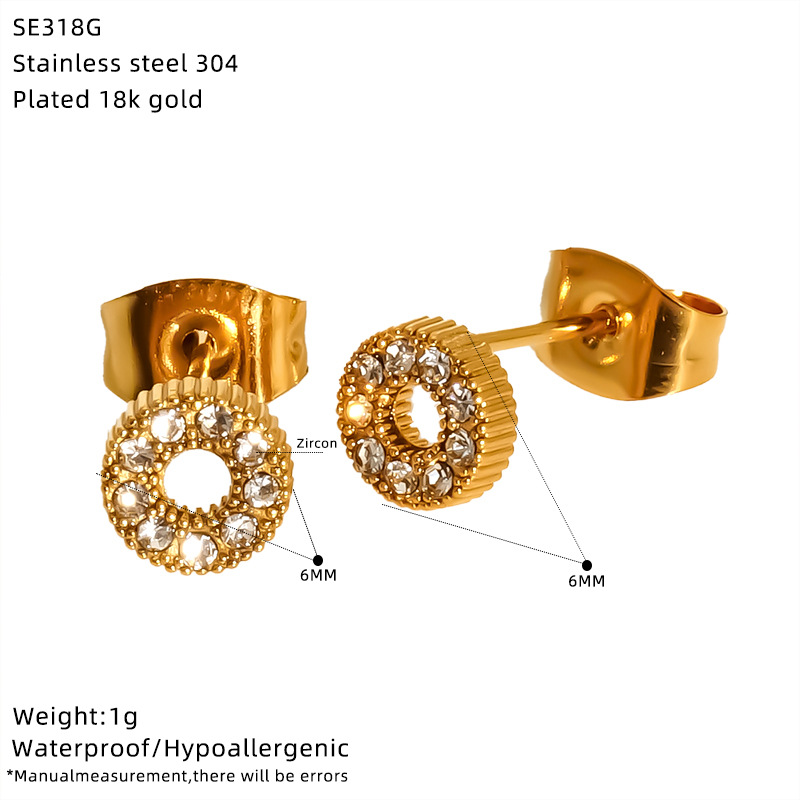 304 Stainless Steel Material 1 Pair IG Style Simple Style Geometric Star 304 Stainless Steel 18K Gold Plated Ear Studs