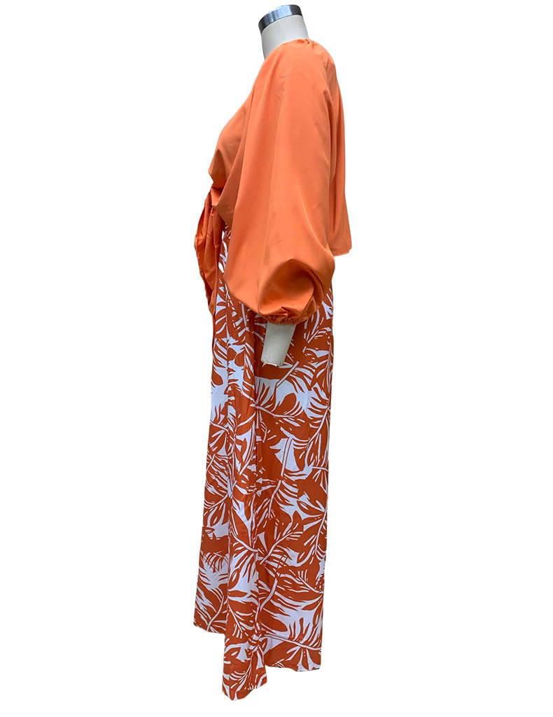 Women's Clothing new women's fashionable temperament printed pants V neck top long sleeved two piece set_voghion.com