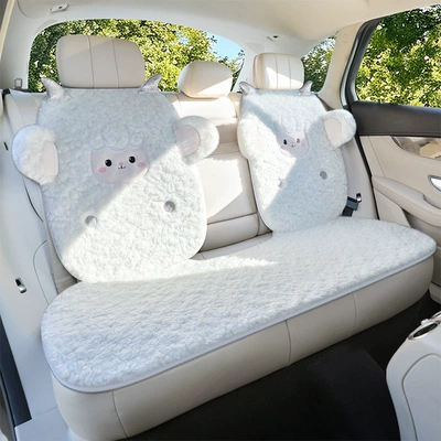 Wool pad: plush, 2025 new model car - coconut-white-rear-three-seaterthick-lamb-wool-super-warm-non-slip-and-durable