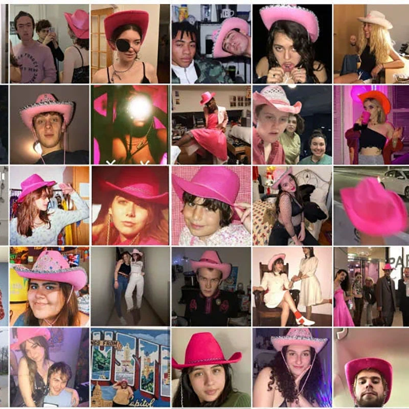 Badfront letter cowboy hat sequin pink manufacturers spot western denim hat pink crown cattle hat