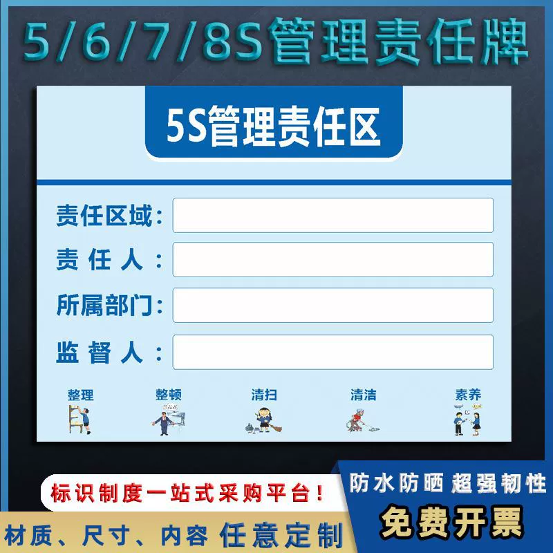 Знаки управления зоной ответственности 5S/6S/7S/8S для управления площадкой, предприятие/завод — объявление