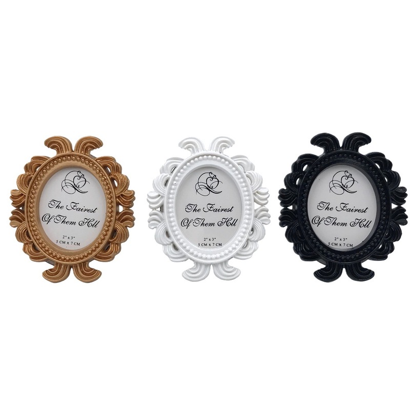 Cross-Border Direct Supply Golden Oval Baroque Photo Frame European and American Wedding Party Decorations Retro Resin Photo Frame