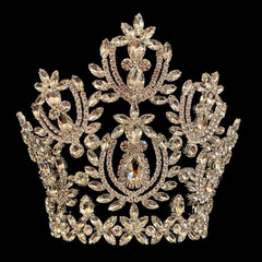クロスボーダーの巨大なダイヤモンドの王冠の欧米はダイヤモンドの花嫁の豪華な王冠の美人のアクセサリのクラウンを入れます。