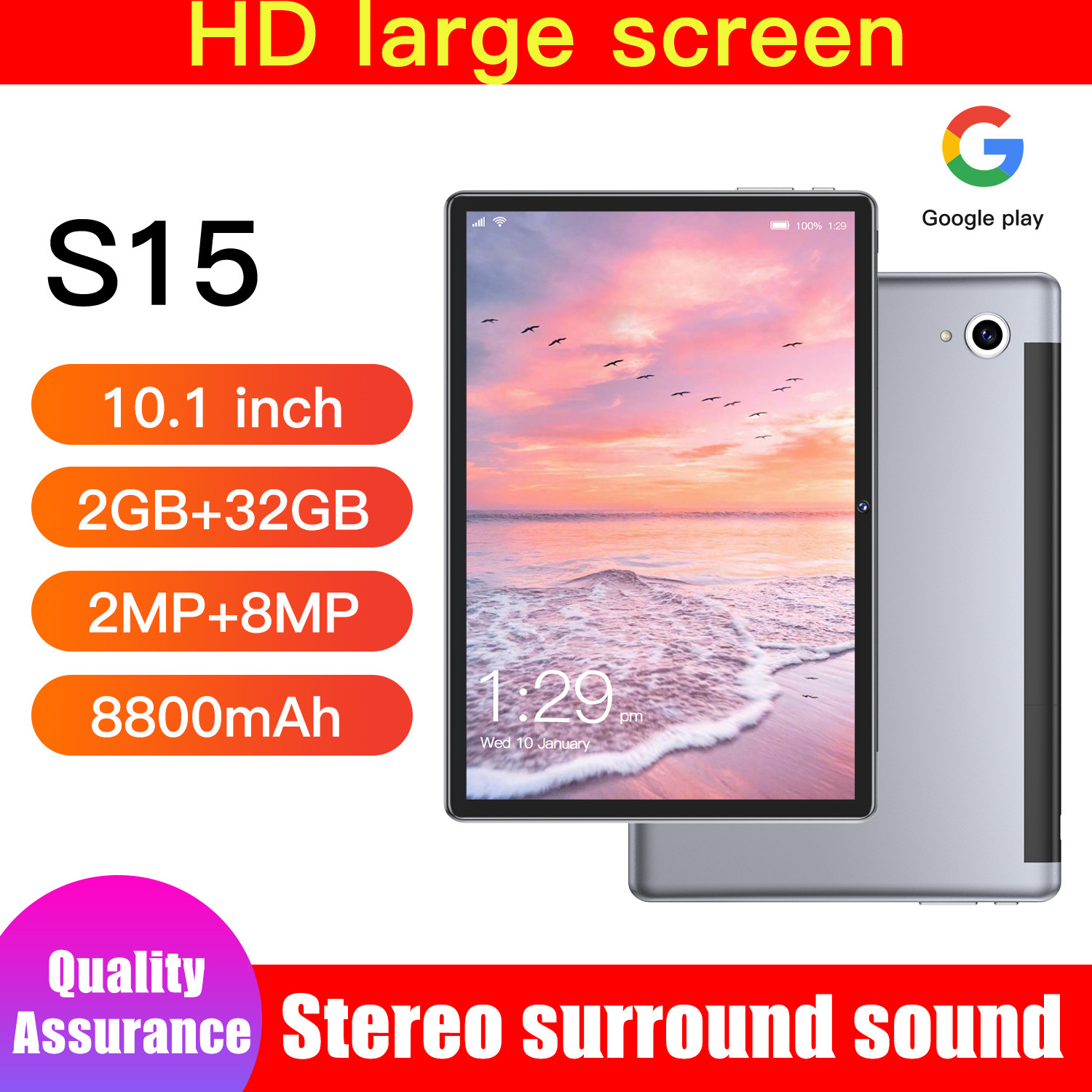Factory Direct Sales 10.1inch Large-Screen Learning Smart Tablet Learning Machine Cross-Border Call Wish Shopee Foreign Trade Ozon