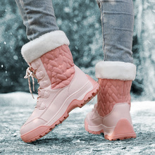 足力建女士冬季雪地靴毛绒保暖棉鞋耐磨舒适防风运动户外高帮女靴