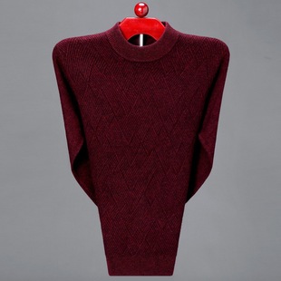 2024 Winter Cashmere Sweater for Young and Middle-Aged Men, Casual Crew Neck Twisted Pattern, Thickened Base Knit Wool Sweater