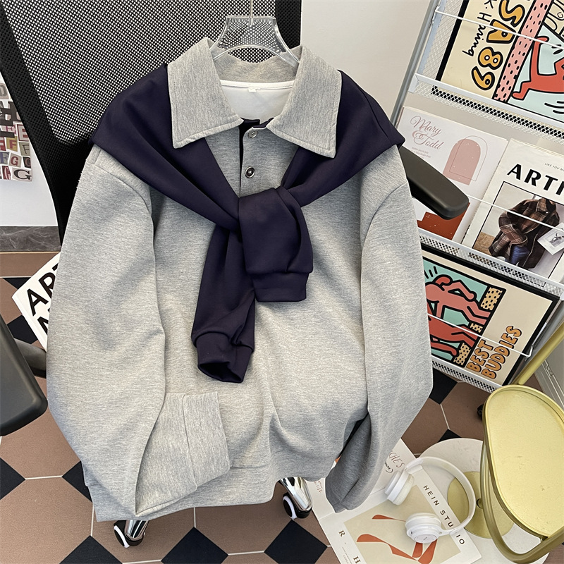 American Style Retro Contrasting Color Shawl Sweater Men's and Women's Spring and Autumn Fashionable Brand Loose Casual All-match Couple's Top Jacket