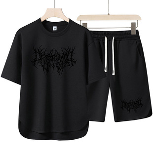 Men's New Summer Thin Printed Short-sleeved T-shirt Men's Casual suit Round Neck Men's Breathable Cool Top Clothes