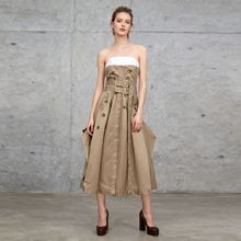 气质韩版高级感假两件抹胸裙2025秋季新款双排扣拼接系带连衣裙女