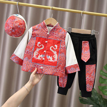 男童唐装套装汉服秋季厚款儿童中国风两件套宝宝夏装古装小童装潮