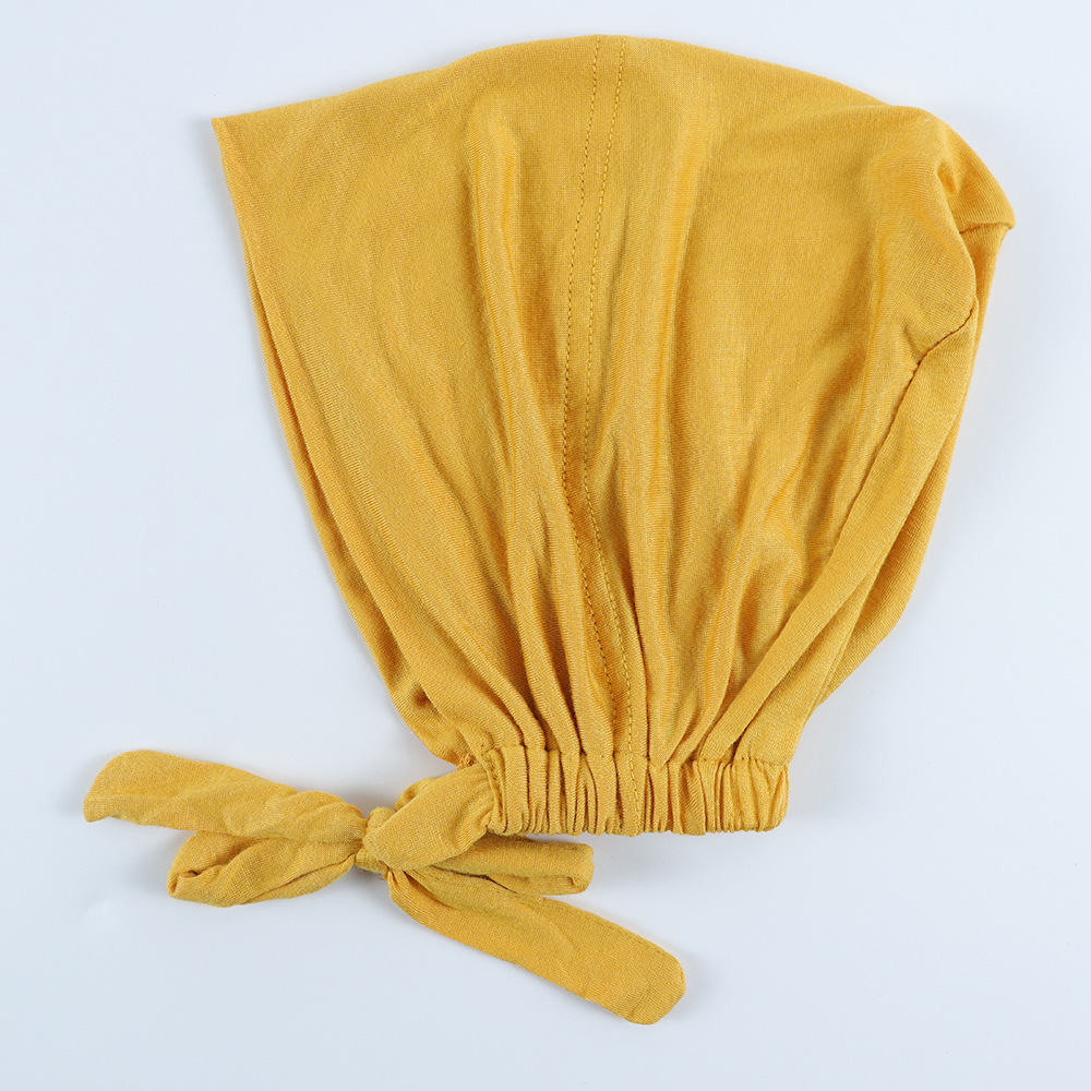 跨境中东现货新品女士丝光棉松紧绑带打底抽绳盖头新款纯色版小众