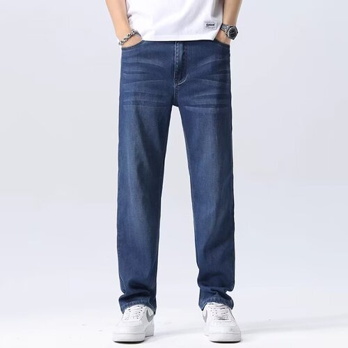 Men's Tencel Jeans 2025 Summer Thin Loose American Retro Straight Leg Cool Casual Business Long Pants