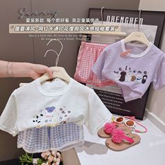 儿童装女童短袖t恤夏季2025新款中小童上衣半袖女孩休闲衣服套装