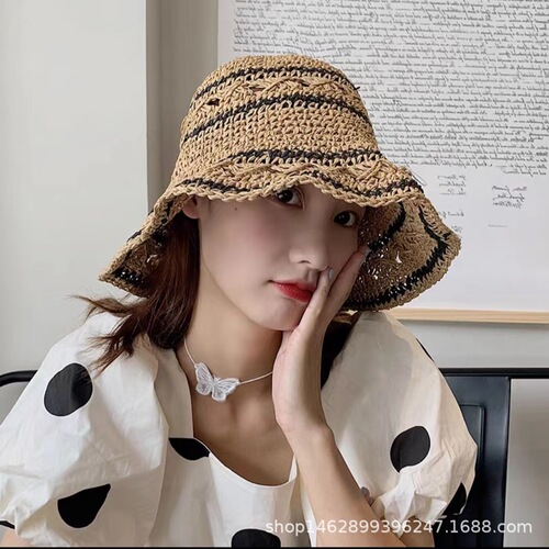 Linyi Straw Hat Production and Wholesale New Foldable Versatile Sunshade Sun Protection Tourist Vacation Hat Spring and Summer Hat for Girls