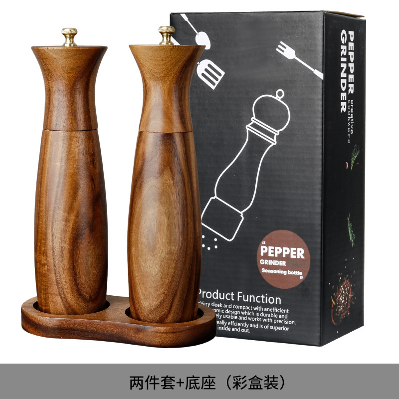 黑胡椒研磨器相思实木手动旋转家用香料玫瑰盐研磨筒西餐小工具|undefined